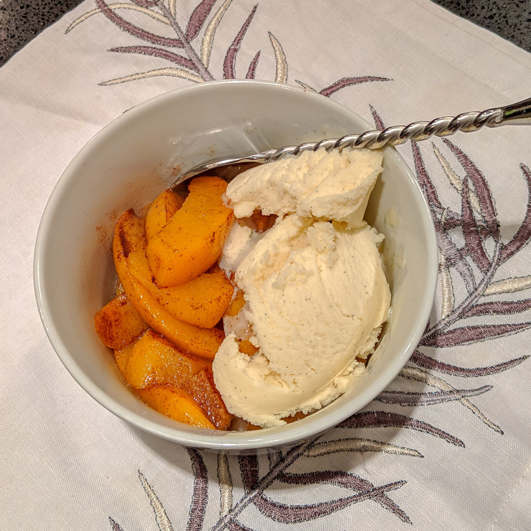Caramelized Peaches & Ice Cream Just Get Fit Members